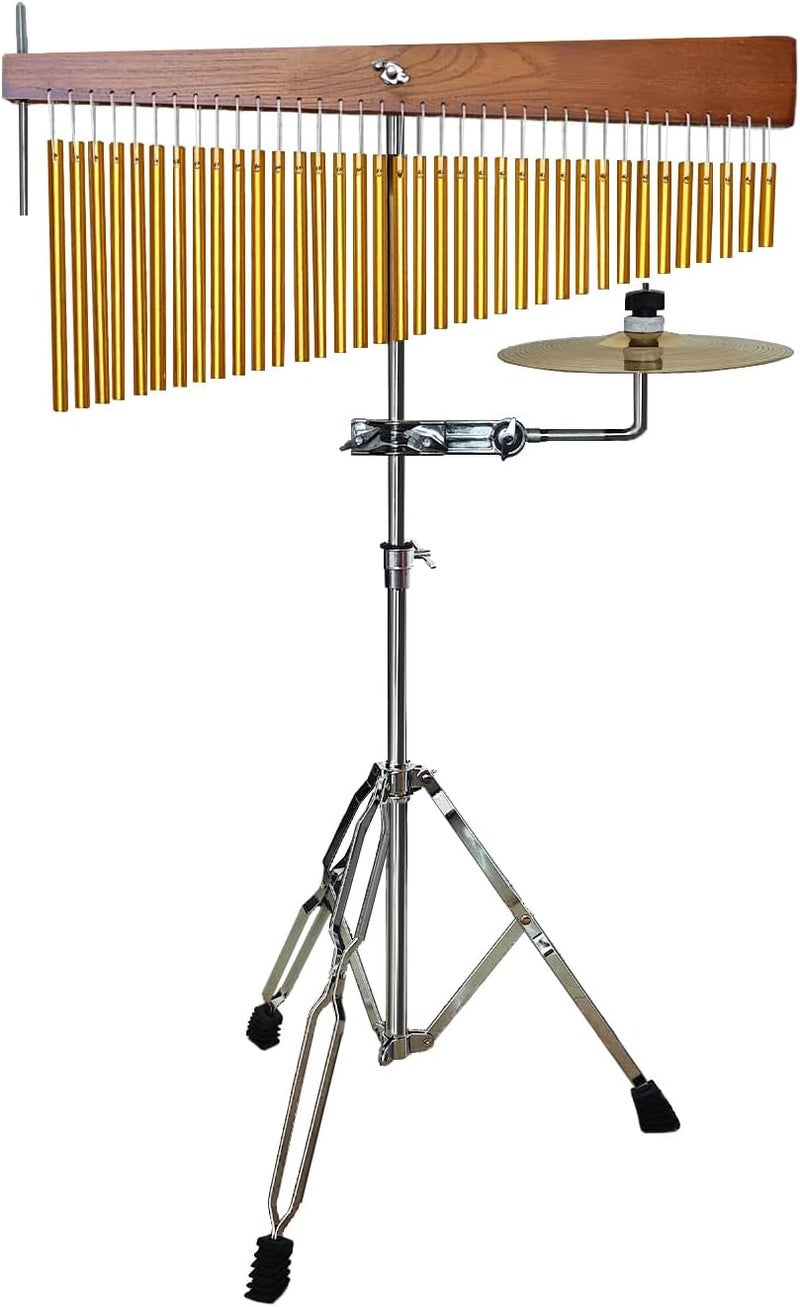 ENNBOM Adjustable Height Wind Chime Single-row Percussion Chime wtih Collapsible Tripod Stand Bar Chime for Class Yoga (36 Note Chime with Cymbals) - Image 1